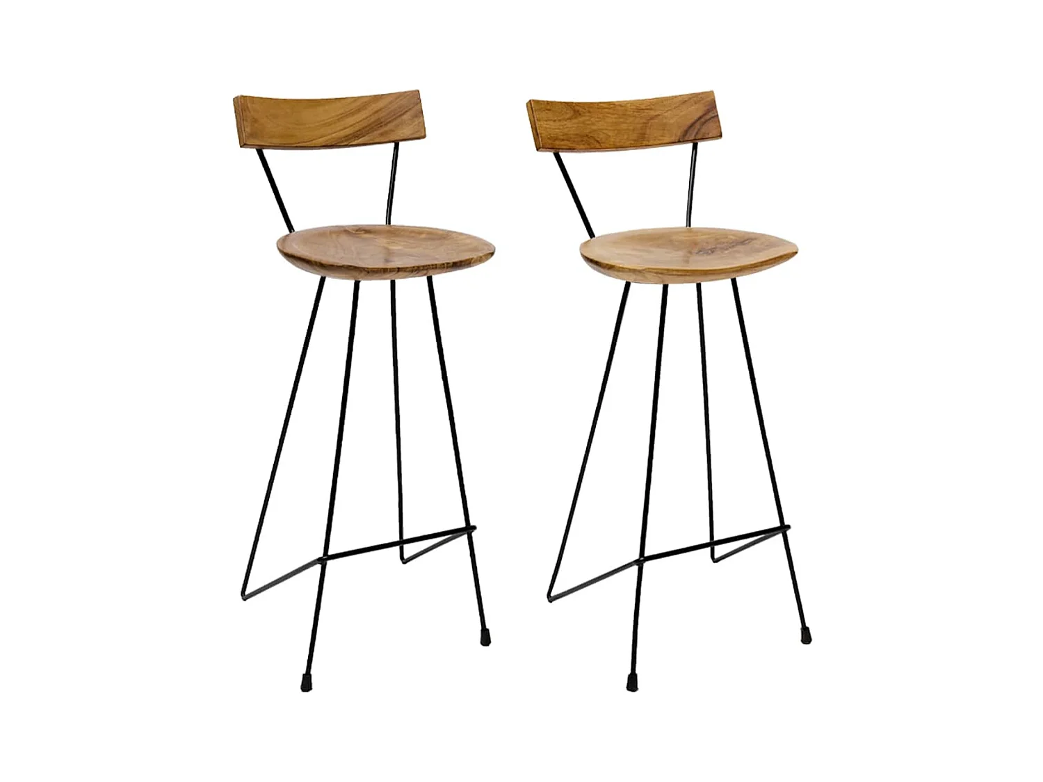 Tabourets de bar lot de 2 bois de teck massif