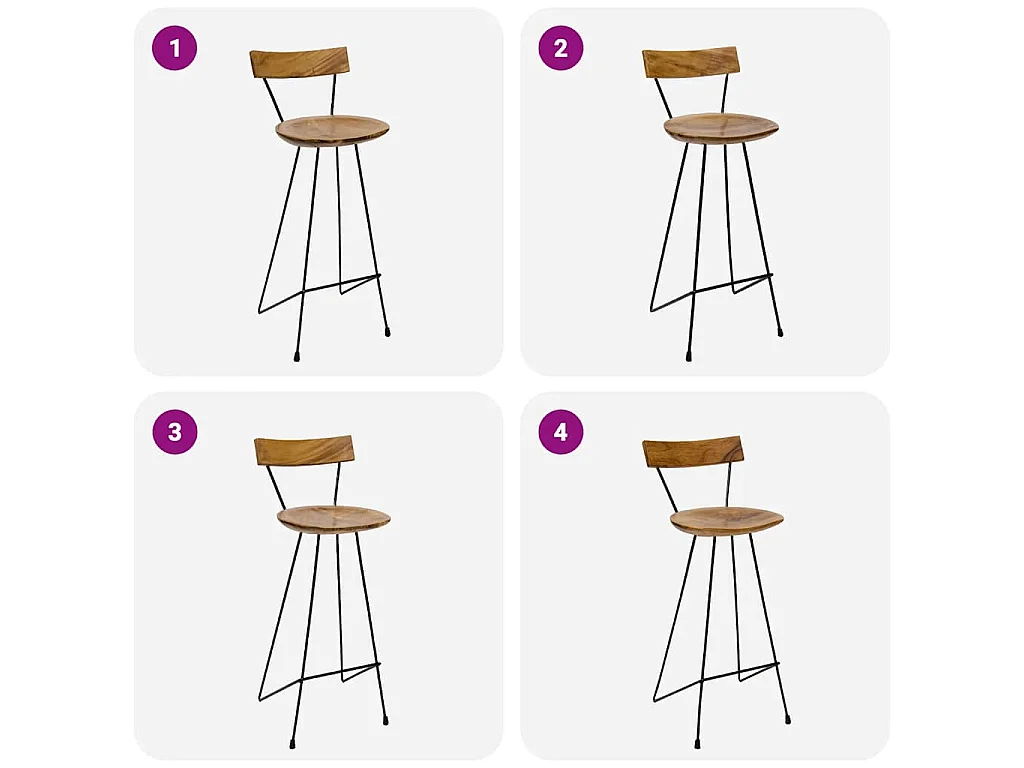 Barhocker 2 Stk. Massivholz Teak