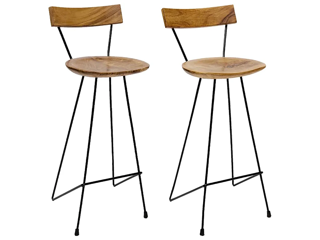 Tabourets de bar lot de 2 bois de teck massif
