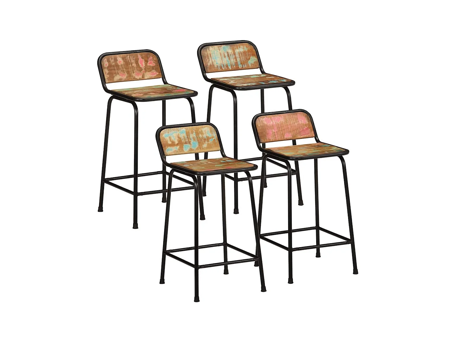Tabourets de bar lot de 4 46x35,5x80cm bois massif récupération