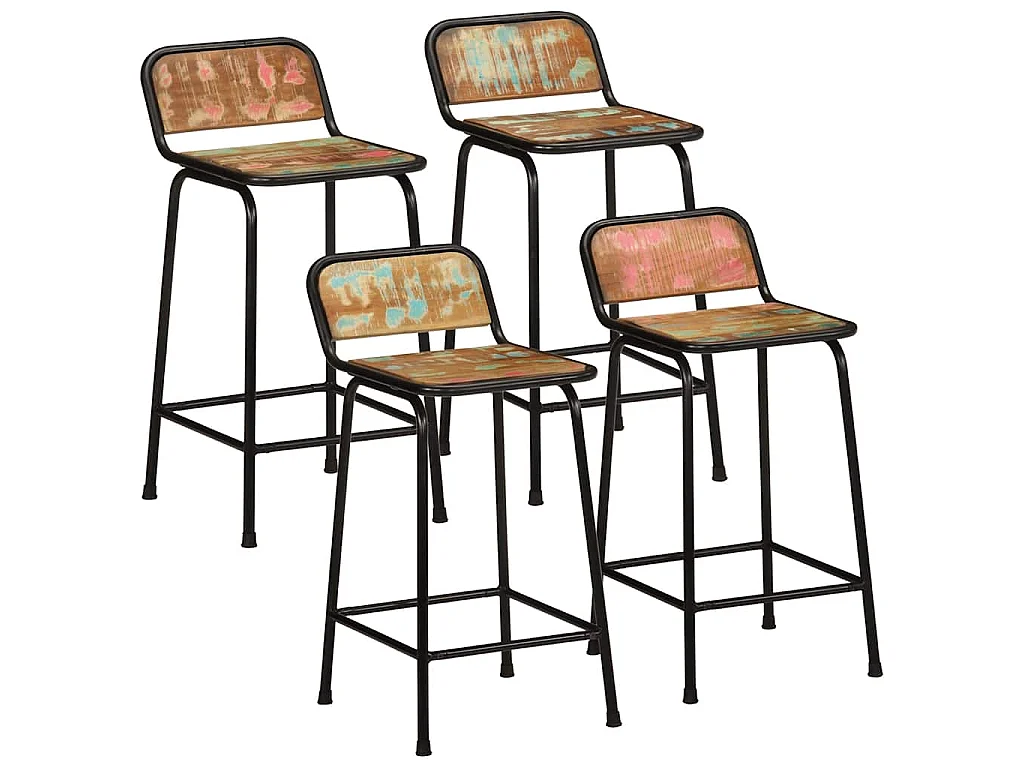 Tabourets de bar lot de 4 46x35,5x80cm bois massif récupération