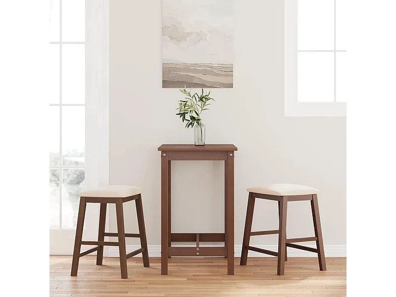 chaises de bar avec coussins 2 pcs marron bois massif d'hévéa