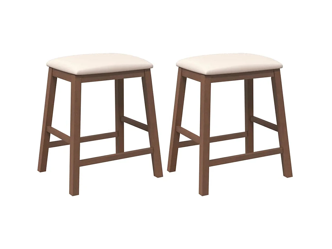 Barstoelen met kussens 2 st massief hout rubber bruin