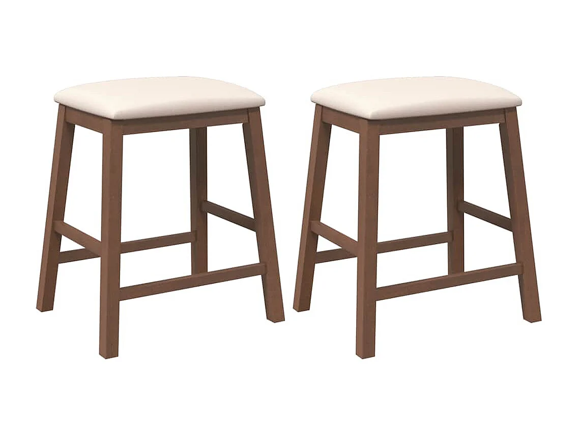 Barstühle mit Kissen 2 Stk. Braun Massivholz Gummibaum