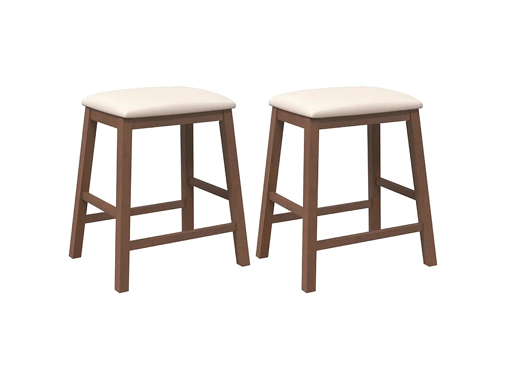 chaises de bar avec coussins 2 pcs marron bois massif d'hévéa
