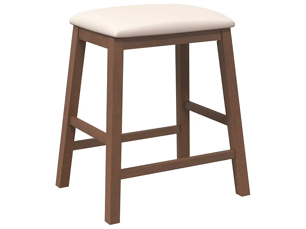 Barstoelen met kussens 2 st massief hout rubber bruin