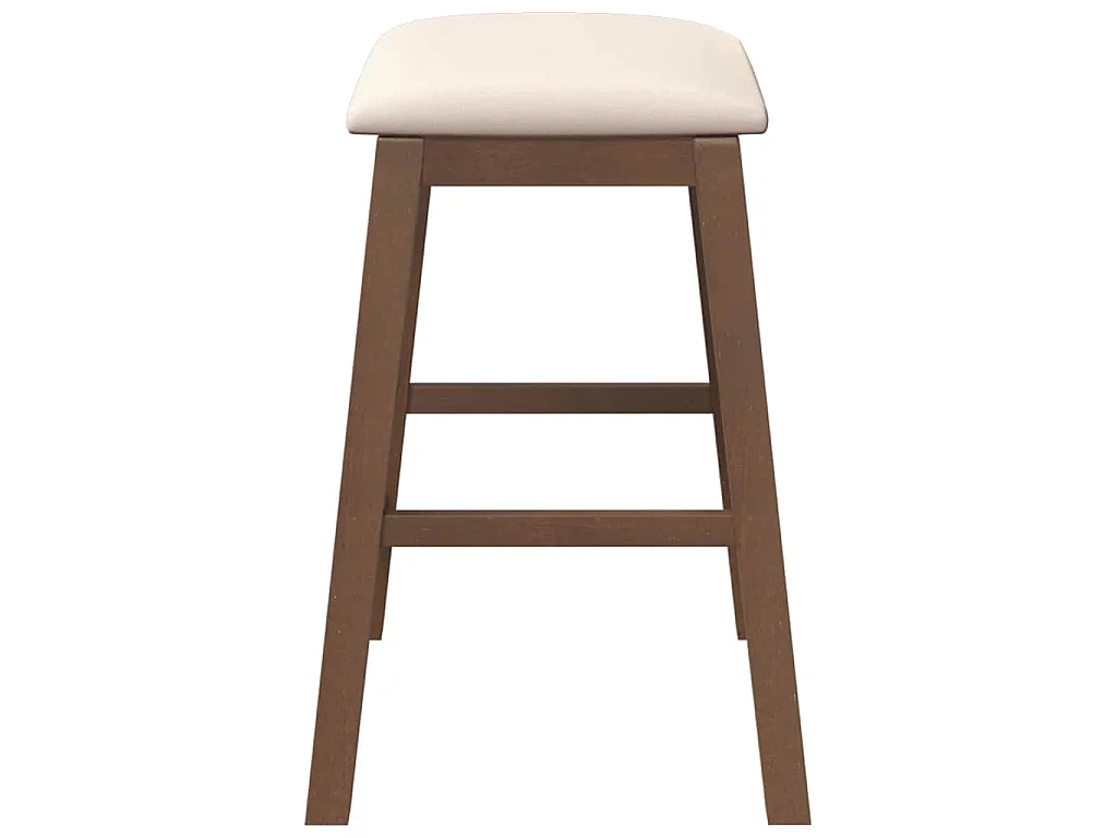 Barstoelen met kussens 2 st massief hout rubber bruin