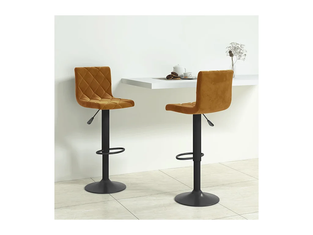 Tabourets de bar lot de 2 marron velours