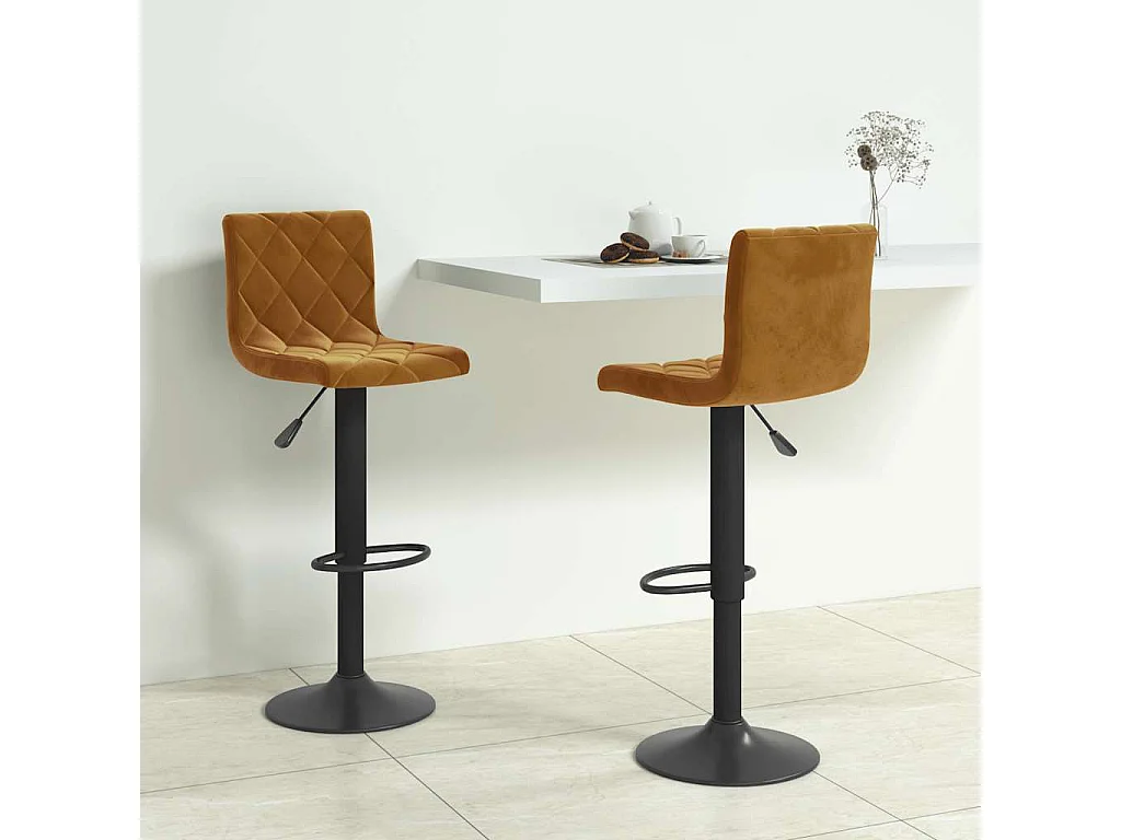 Tabourets de bar lot de 2 marron velours