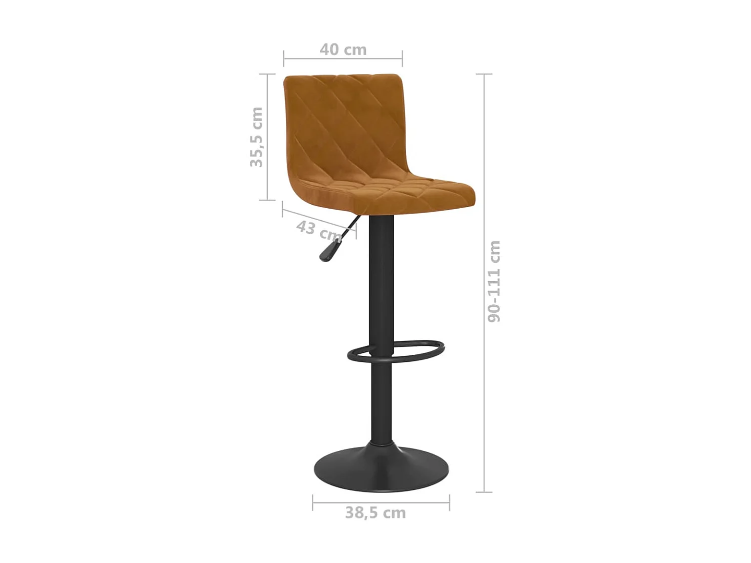 Tabourets de bar lot de 2 marron velours