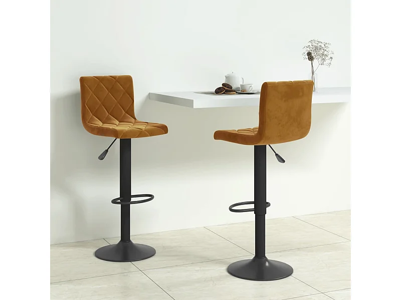 Tabourets de bar lot de 2 marron velours
