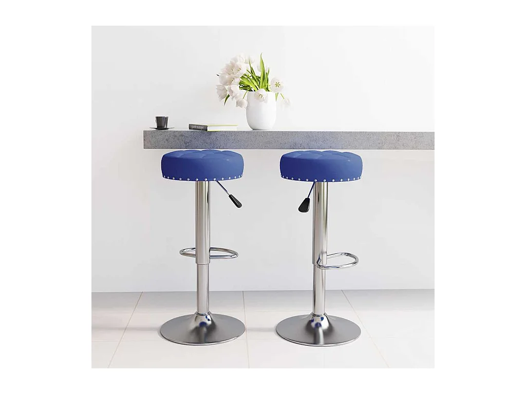 Tabourets de bar lot de 2 bleu tissu