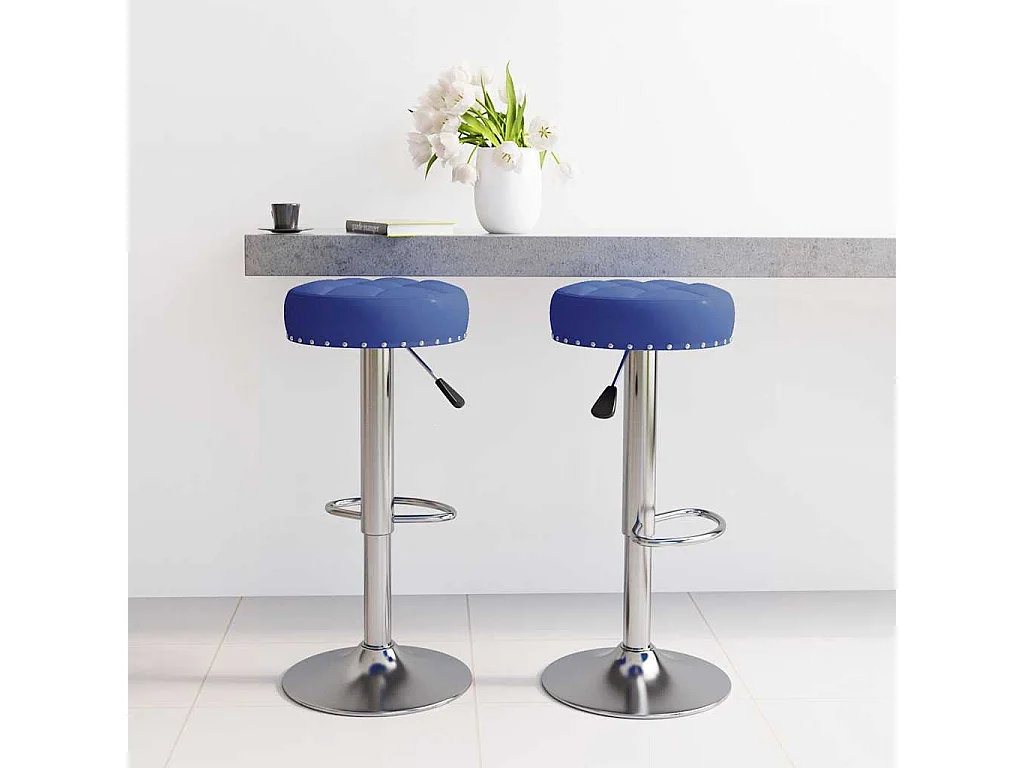 Barhocker 2 Stk. Blau Stoff