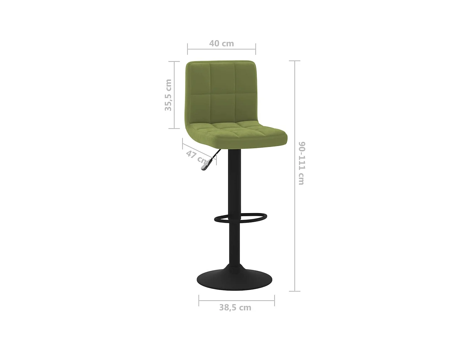 Tabourets de bar lot de 2 vert clair velours