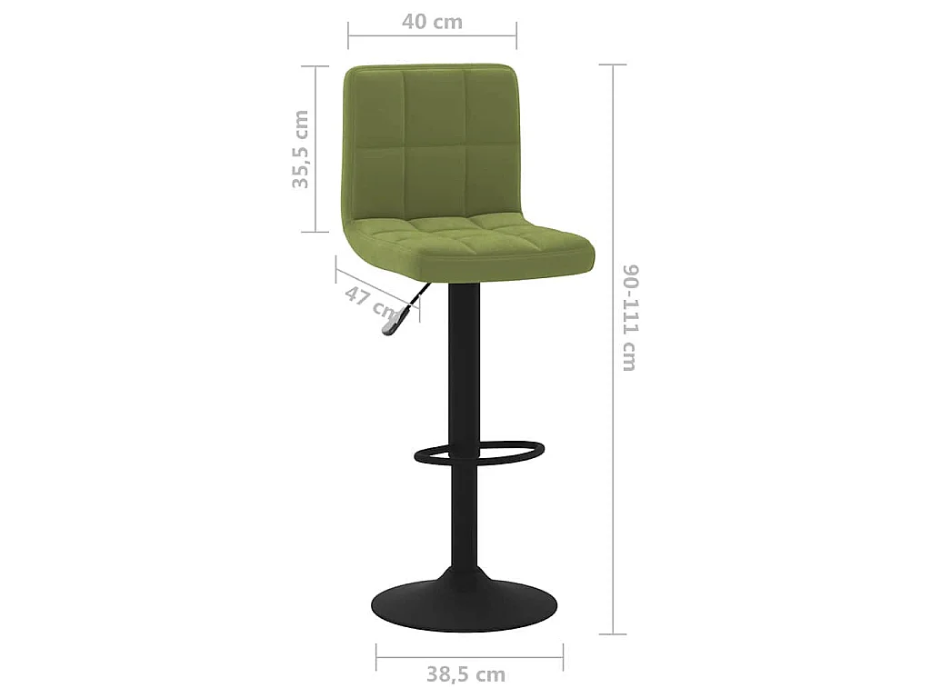 Tabourets de bar lot de 2 vert clair velours