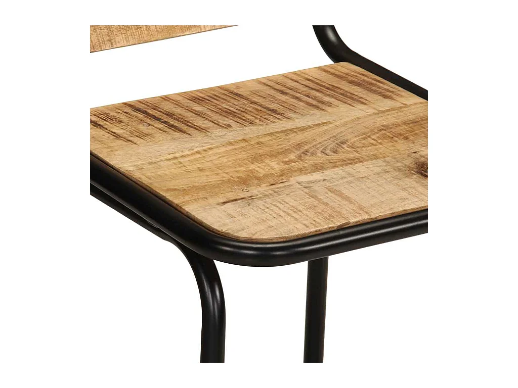 Tabourets de bar lot de 4 bois massif manguier brut