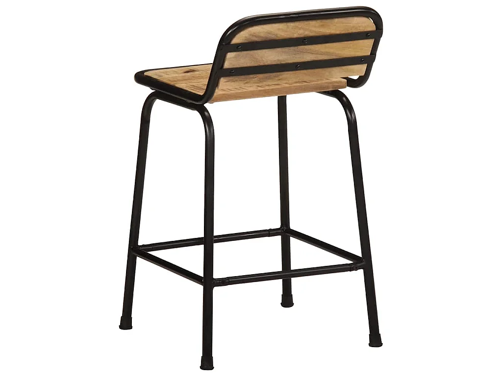 Tabourets de bar lot de 4 bois massif manguier brut