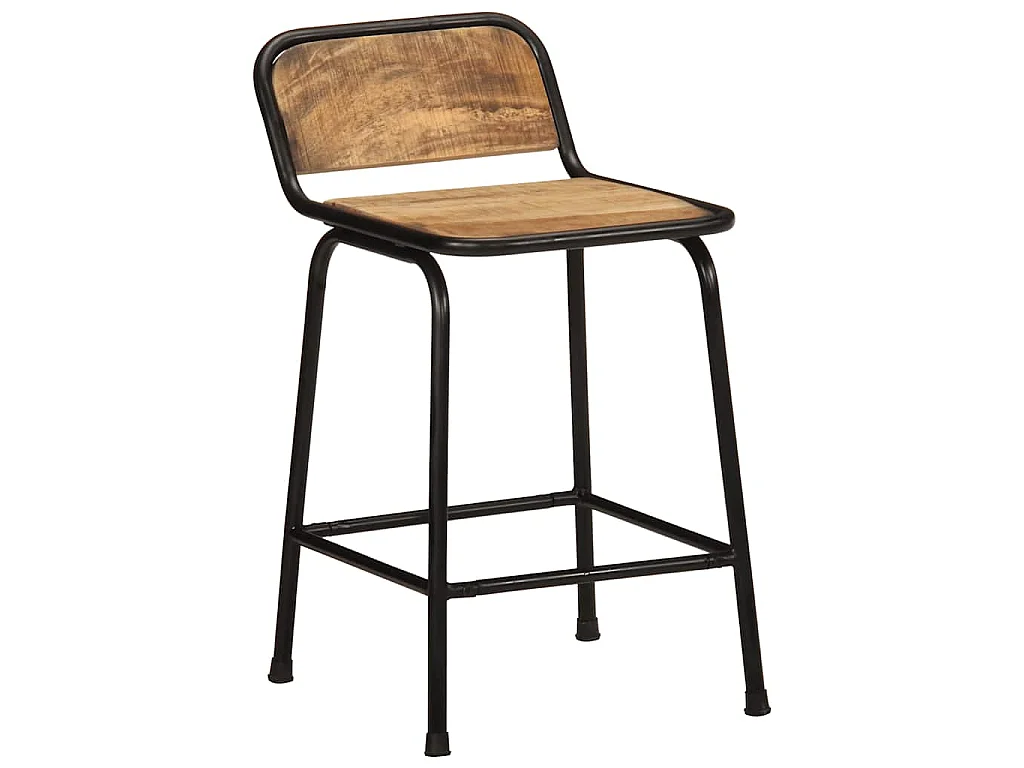 Tabourets de bar lot de 4 bois massif manguier brut