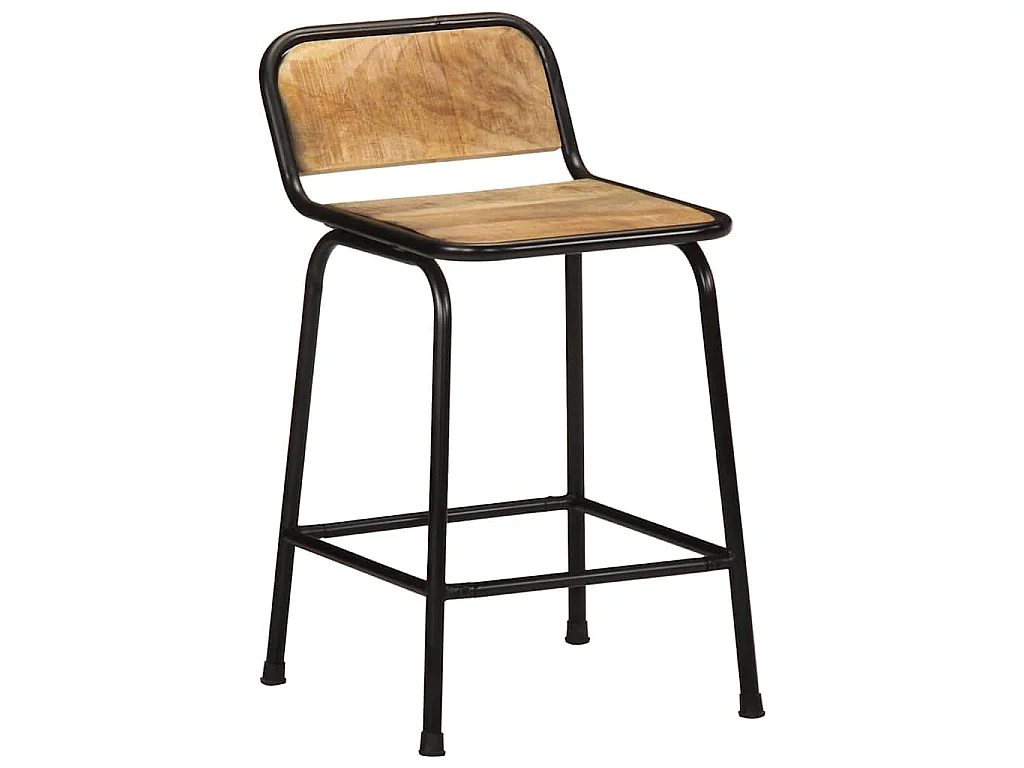 Tabourets de bar lot de 4 bois massif manguier brut