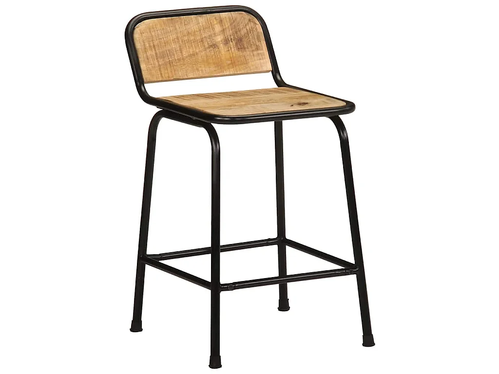 Tabourets de bar lot de 4 bois massif manguier brut