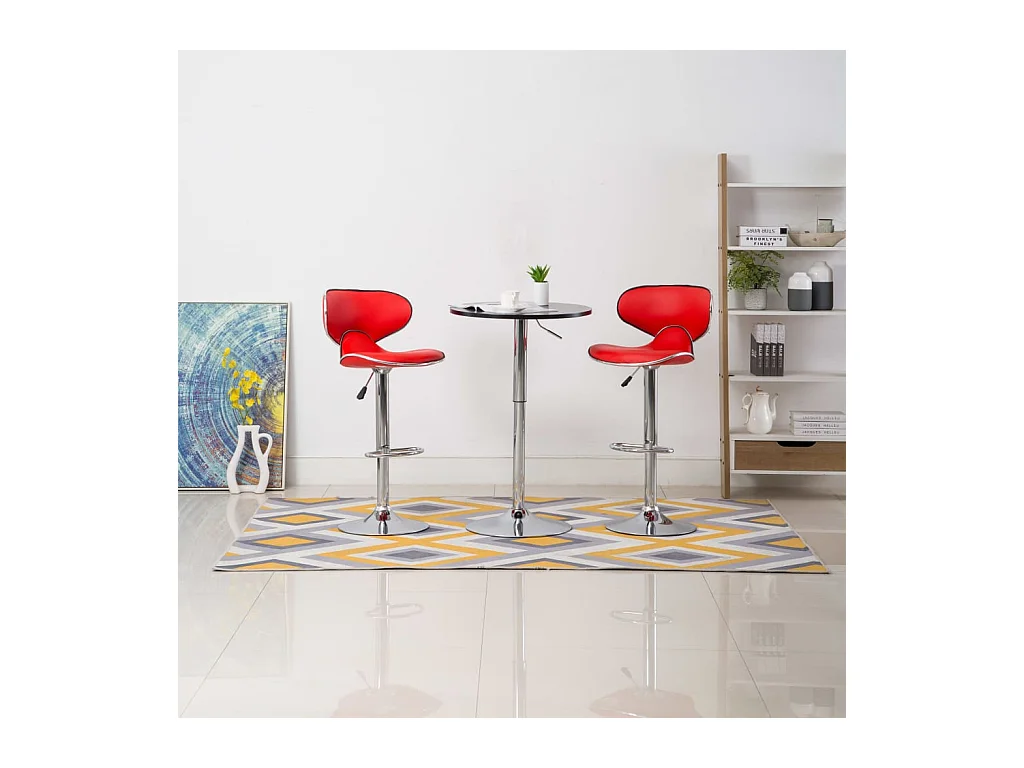 Barhocker 2 Stk. Rot Kunstleder