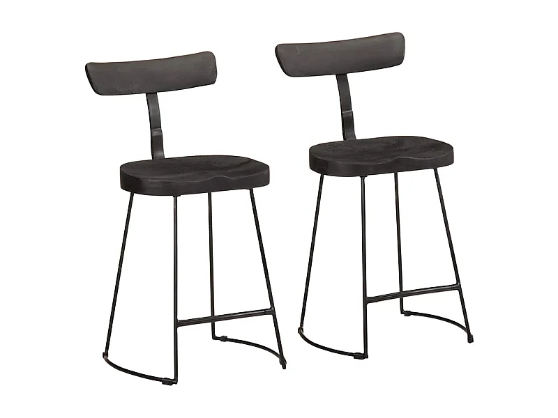 Barhocker 2 Stk. Schwarz 49x43x79 cm Mango Massivholz