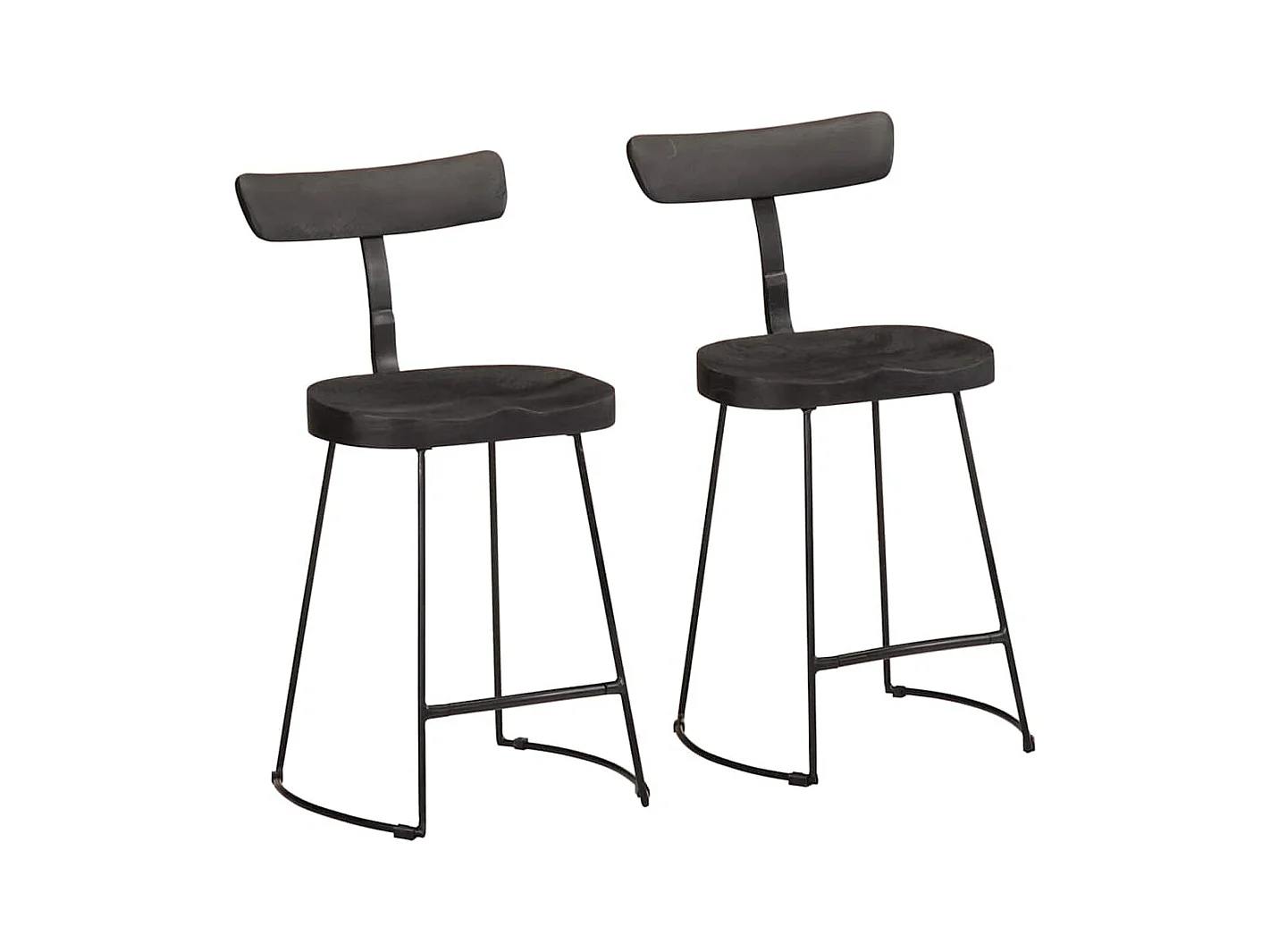 Tabourets de bar lot de 2 noir 49x43x79 cm bois manguier massif
