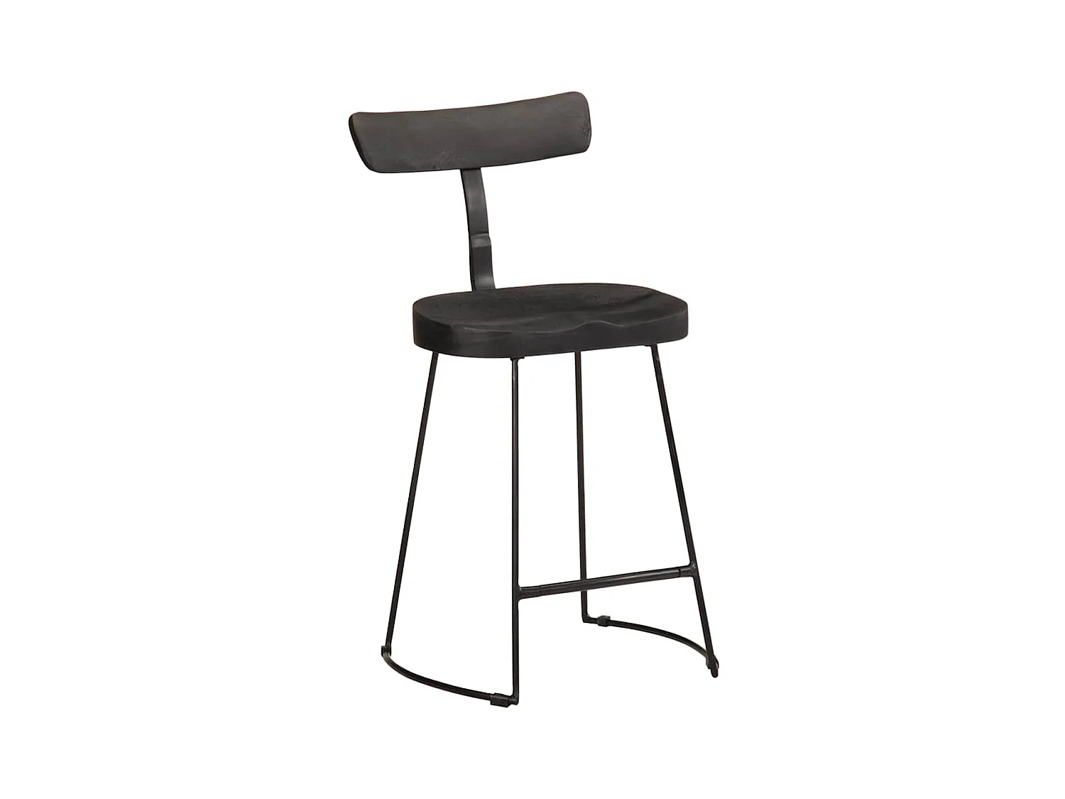 Barhocker 2 Stk. Schwarz 49x43x79 cm Mango Massivholz