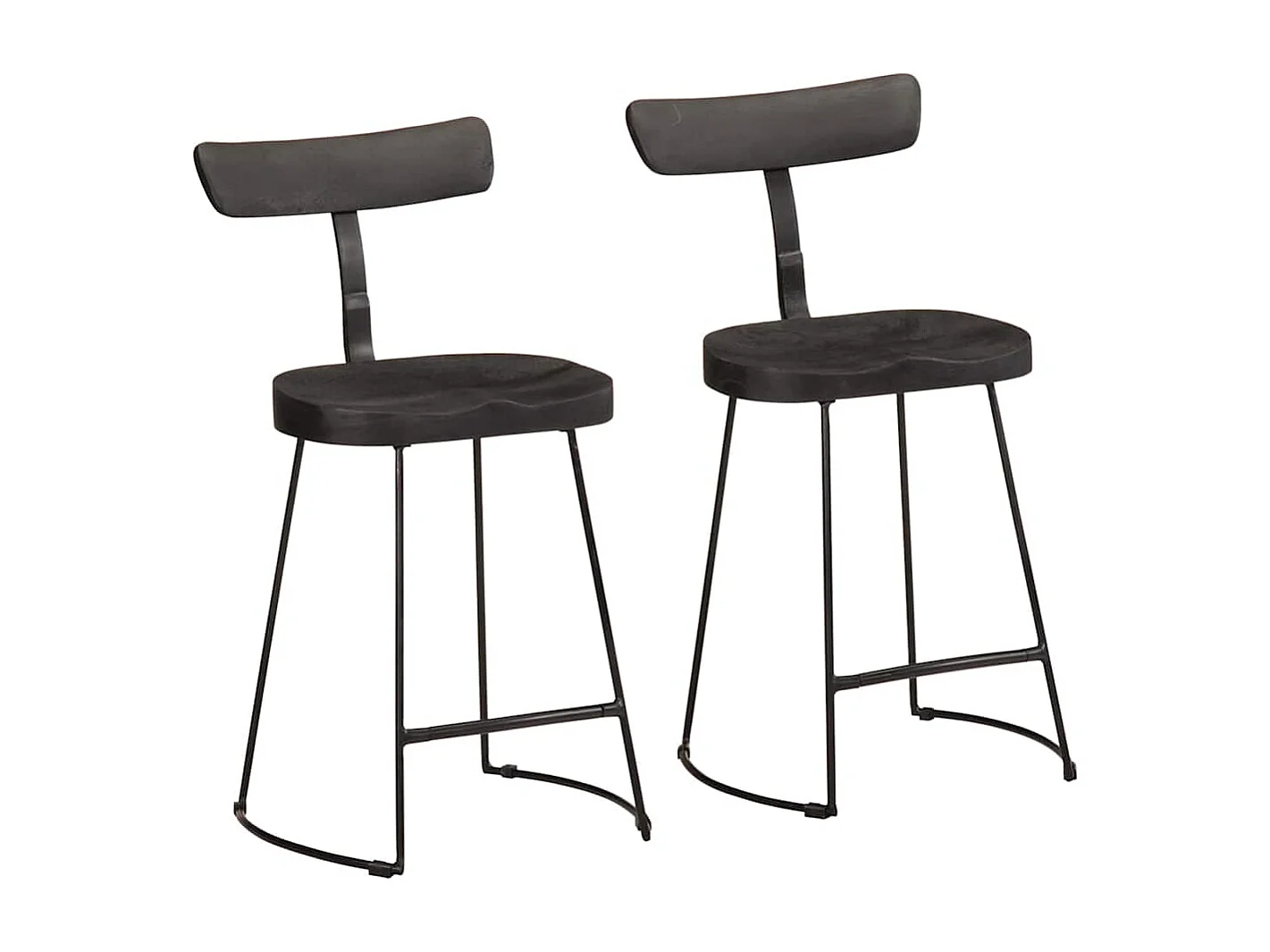 Barhocker 2 Stk. Schwarz 49x43x79 cm Mango Massivholz