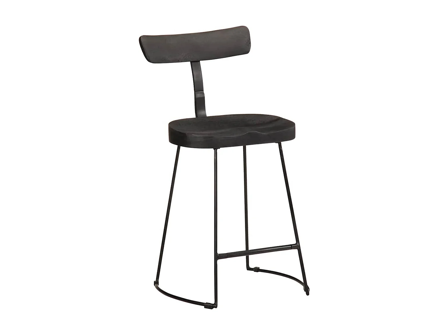 Barhocker 2 Stk. Schwarz 49x43x79 cm Mango Massivholz
