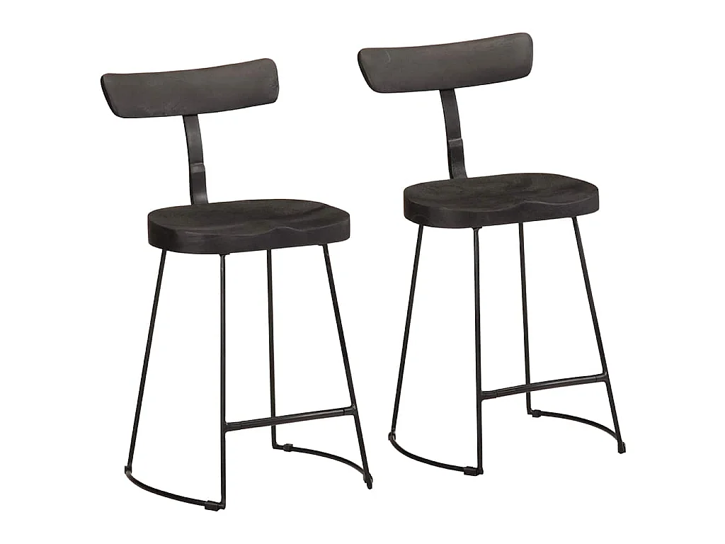 Tabourets de bar lot de 2 noir 49x43x79 cm bois manguier massif