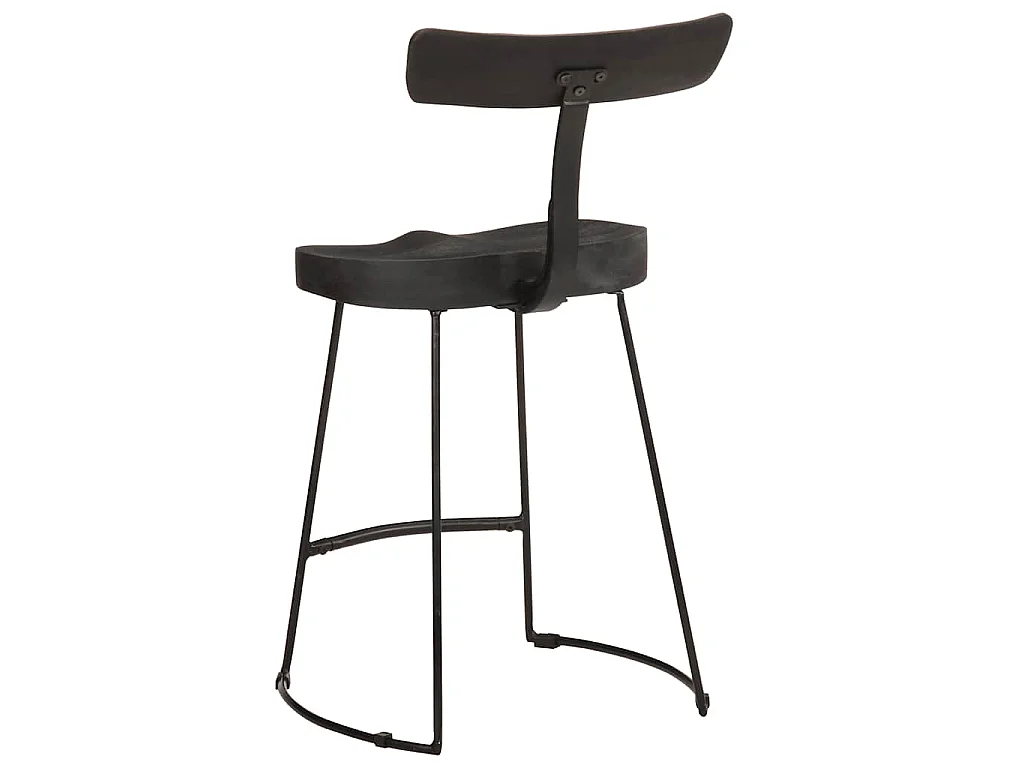 Tabourets de bar lot de 2 noir 49x43x79 cm bois manguier massif