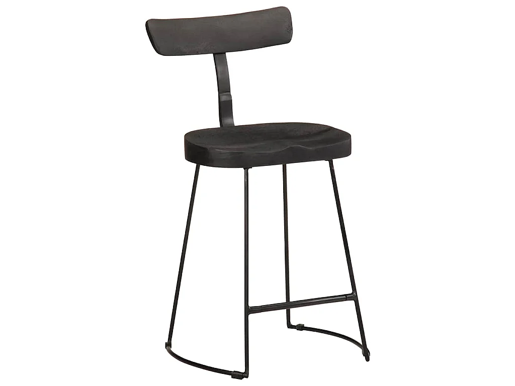Tabourets de bar lot de 2 noir 49x43x79 cm bois manguier massif