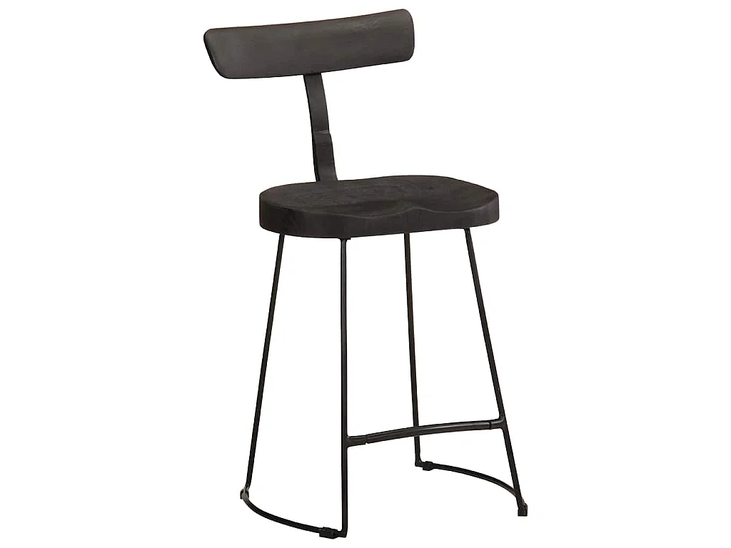 Tabourets de bar lot de 2 noir 49x43x79 cm bois manguier massif