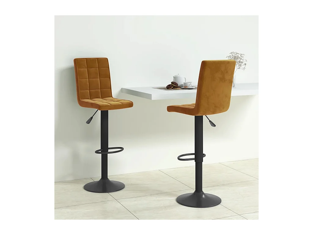 Tabourets de bar lot de 2 marron velours