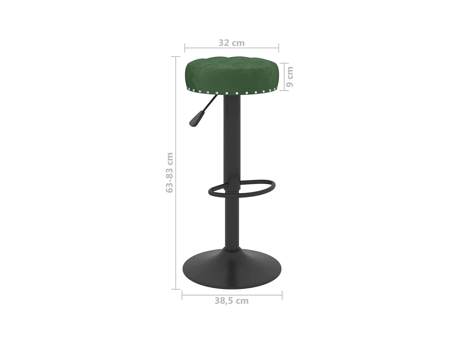Tabourets de bar lot de 2 vert foncé velours