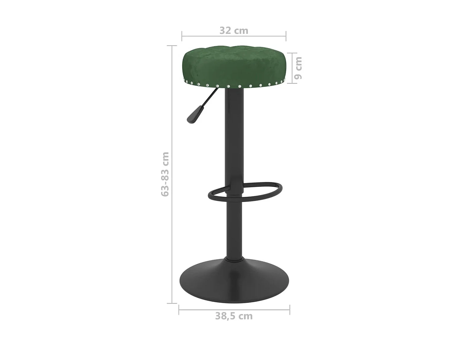 Tabourets de bar lot de 2 vert foncé velours
