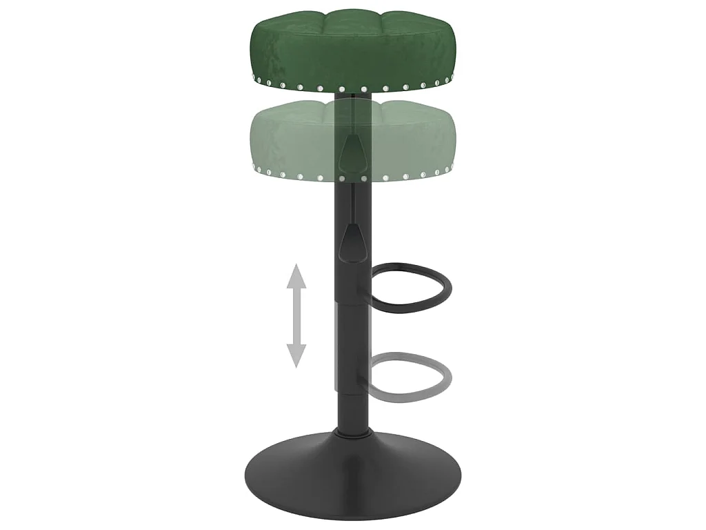 Tabourets de bar lot de 2 vert foncé velours