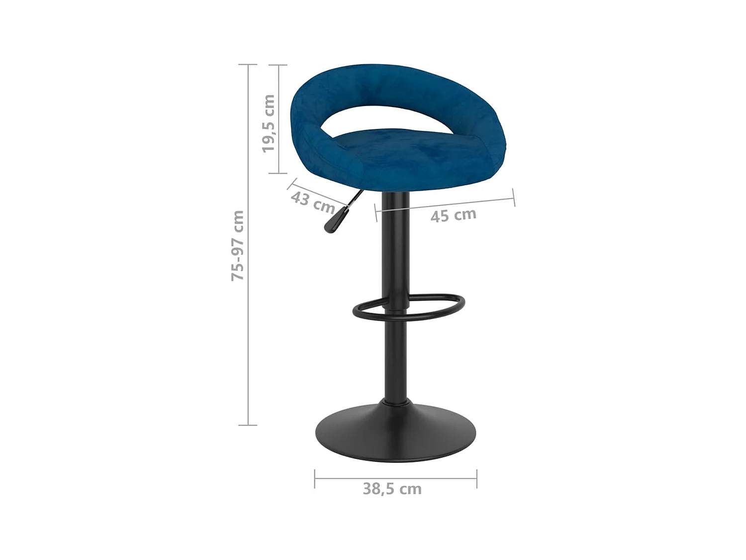 Tabourets de bar lot de 2 bleu velours