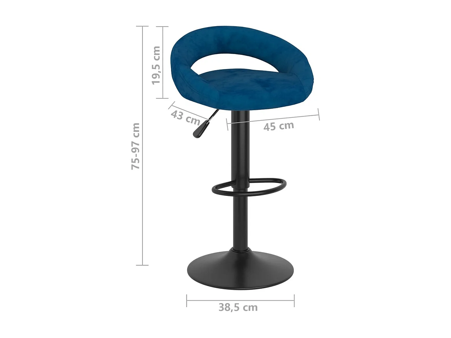 Barhocker 2 Stk. Blau Samt