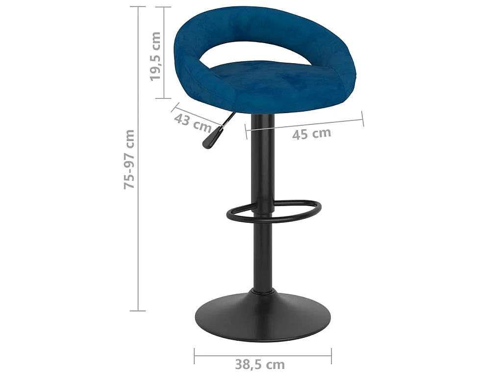 Tabourets de bar lot de 2 bleu velours
