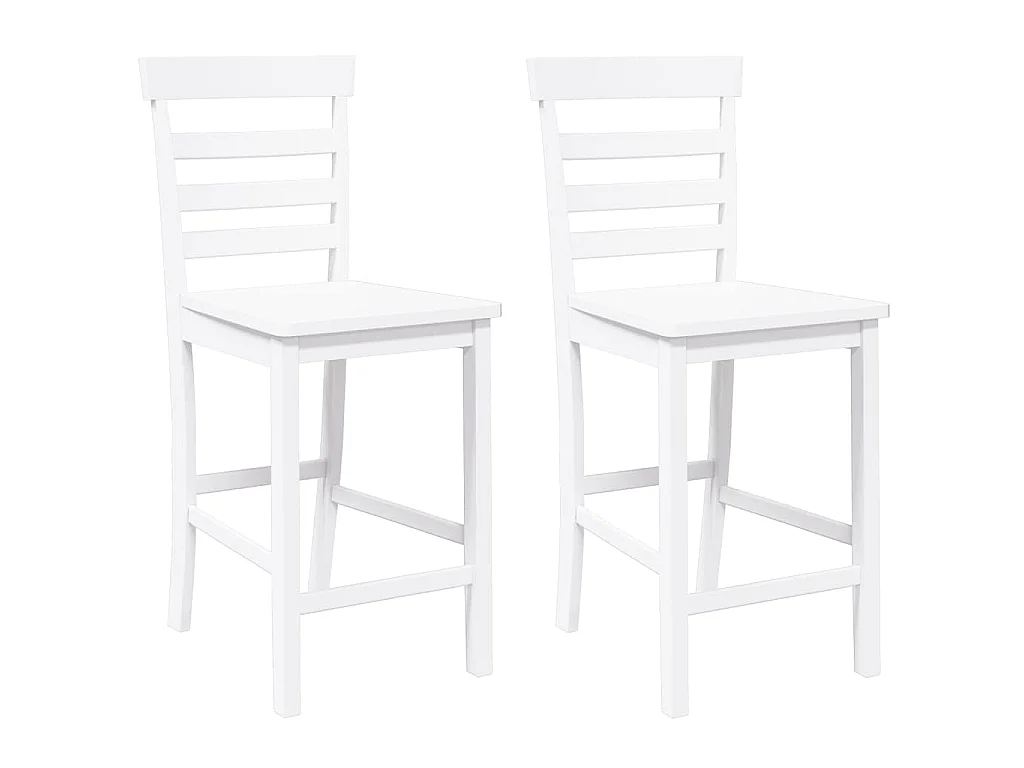 Tabourets de bar 2 pcs blanc bois massif d'hévéa
