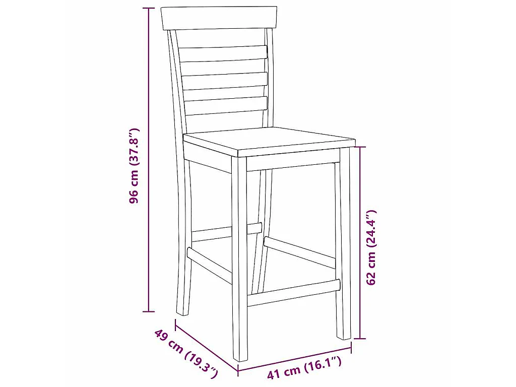 Tabourets de bar 2 pcs blanc bois massif d'hévéa