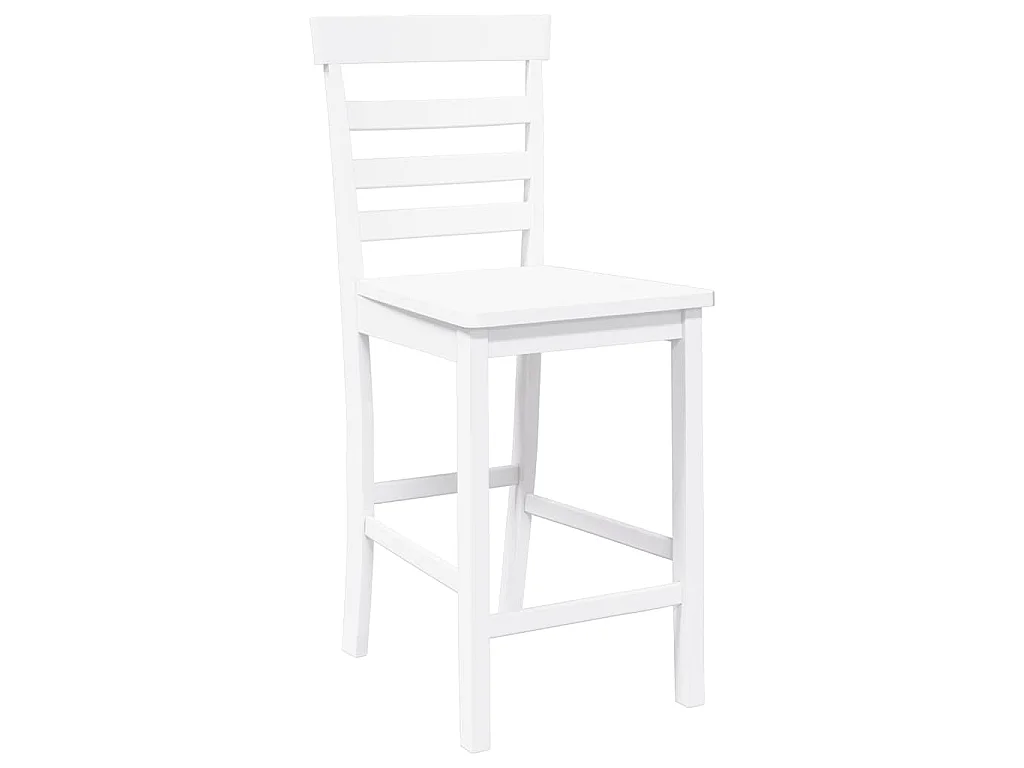 Tabourets de bar 2 pcs blanc bois massif d'hévéa