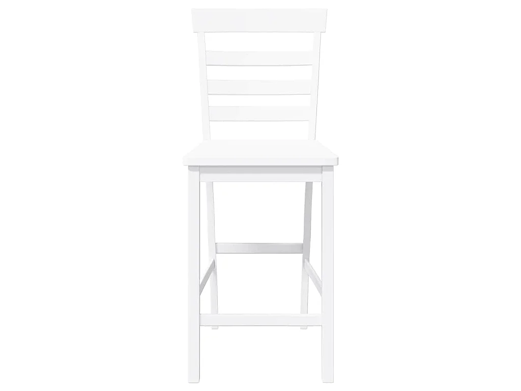 Tabourets de bar 2 pcs blanc bois massif d'hévéa