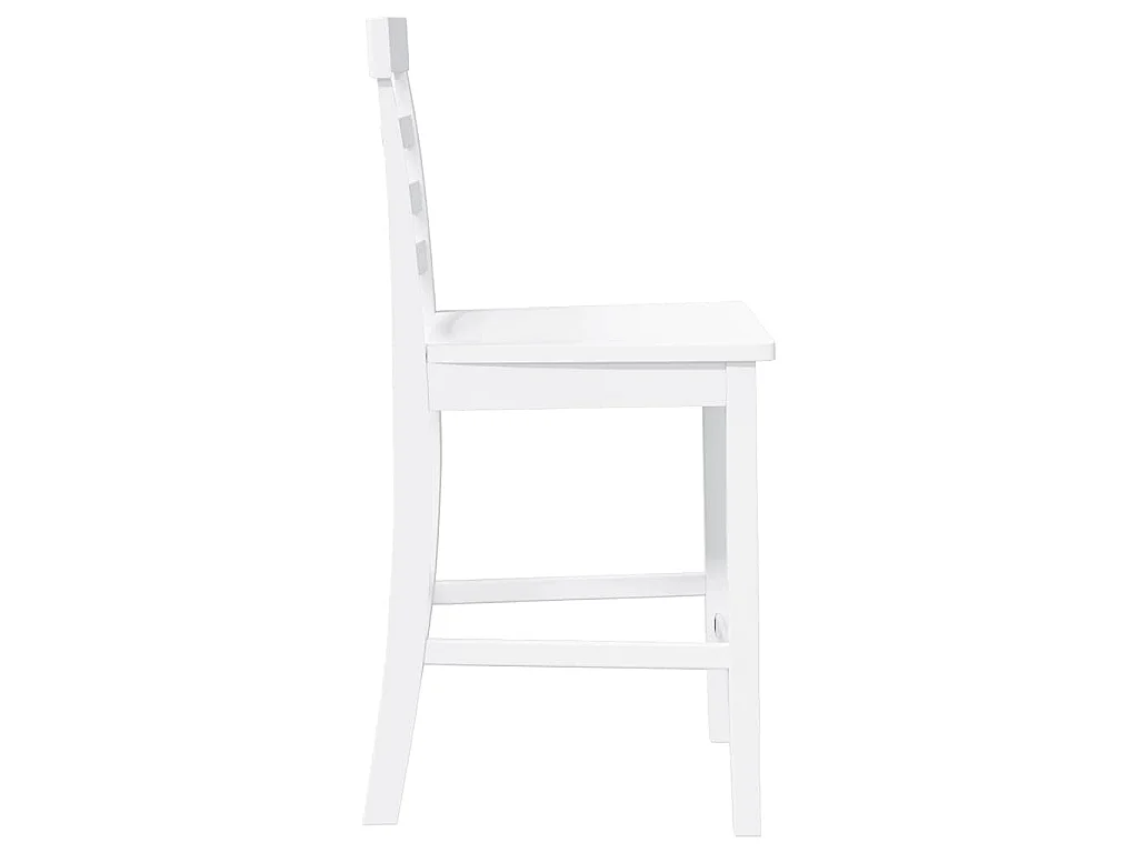 Tabourets de bar 2 pcs blanc bois massif d'hévéa