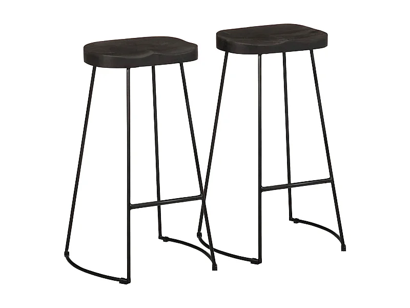 Barhocker 2 Stk. Schwarz 45x40x78 cm Mango Massivholz
