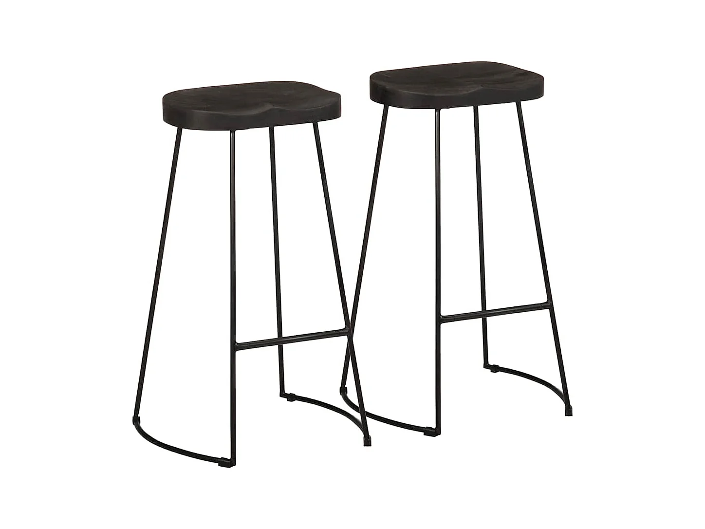 Tabourets de bar lot de 2 noir 45x40x78 cm bois manguier massif