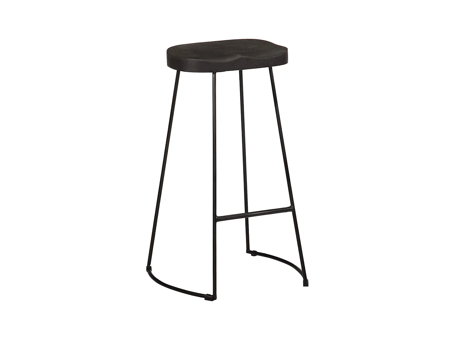 Tabourets de bar lot de 2 noir 45x40x78 cm bois manguier massif