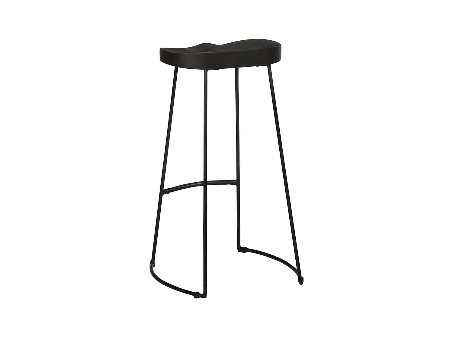 Barhocker 2 Stk. Schwarz 45x40x78 cm Mango Massivholz